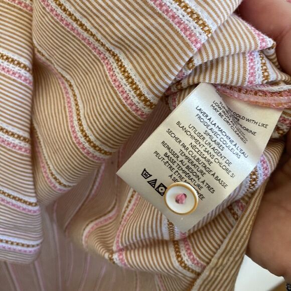 Anthropologie Long Line Cotton Shirt Cover-up Small in Neutral Motif - Picture 8 of 9